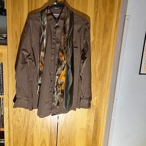 Brown shirt with two ties
